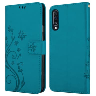 Samsung Galaxy A70 / A70s lommebokdeksel Blomster (blå)