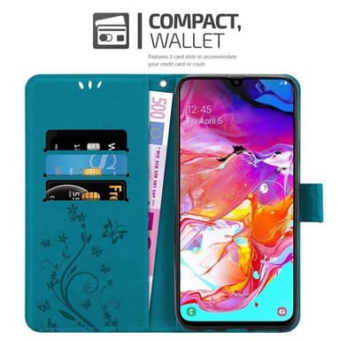 Samsung Galaxy A70 / A70s lommebokdeksel Blomster (blå)