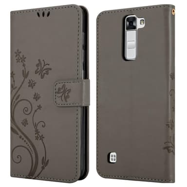 LG K7 2016 lommebokdeksel Blomster (grå)