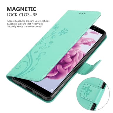 Huawei MATE 10 LITE lommebokdeksel Blomster (turkis)