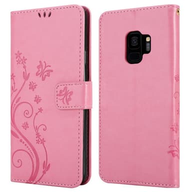 Samsung Galaxy S9 lommebokdeksel Blomster (rosa)