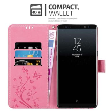 Samsung Galaxy NOTE 8 lommebokdeksel Blomster (rosa)