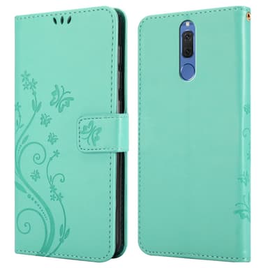 Huawei MATE 10 LITE lommebokdeksel Blomster (turkis)