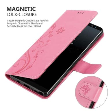Samsung Galaxy NOTE 8 lommebokdeksel Blomster (rosa)