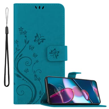 Motorola EDGE+ lommebokdeksel Blomster (Blå)