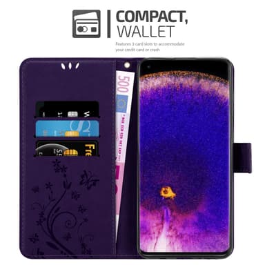 Oppo FIND X5 PRO lommebokdeksel Blomster (lilla)
