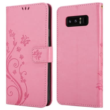 Samsung Galaxy NOTE 8 lommebokdeksel Blomster (rosa)