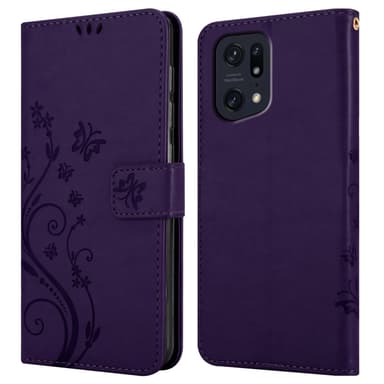 Oppo FIND X5 PRO lommebokdeksel Blomster (lilla)