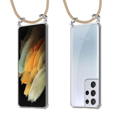 Samsung Galaxy S21 ULTRA Deksel med Halskjede (brun)