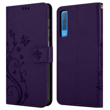 Samsung Galaxy A7 2018 lommebokdeksel Blomster (lilla)