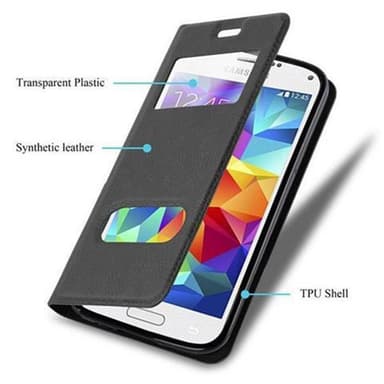 Samsung Galaxy S5 / S5 NEO lommebokdeksel cover (svart)