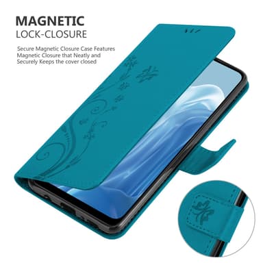 Realme 7 5G lommebokdeksel Blomster (blå)