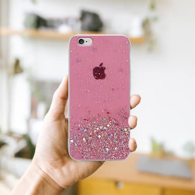 iPhone 6 / 6S Silikondeksel Glitter (rosa)