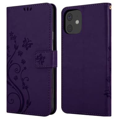 iPhone 11 lommebokdeksel Blomster (lilla)