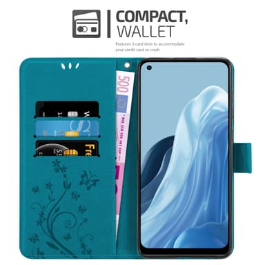Realme 7 5G lommebokdeksel Blomster (blå)