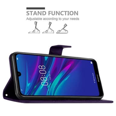 Huawei Y6 2019 lommebokdeksel Blomster (lilla)