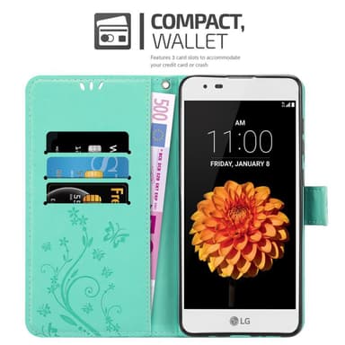 LG K7 2016 lommebokdeksel Blomster (turkis)