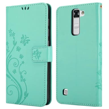 LG K7 2016 lommebokdeksel Blomster (turkis)