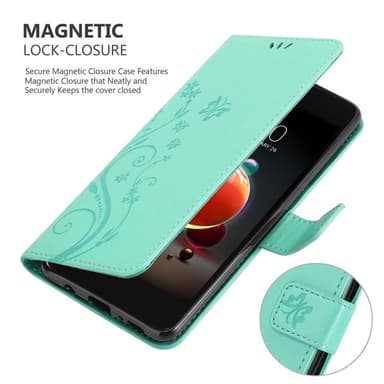 LG K8 2018 / K9 2018 lommebokdeksel Blomster (turkis)