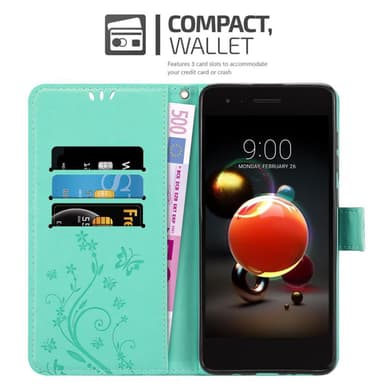 LG K8 2018 / K9 2018 lommebokdeksel Blomster (turkis)