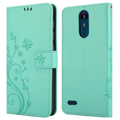 LG K8 2018 / K9 2018 lommebokdeksel Blomster (turkis)