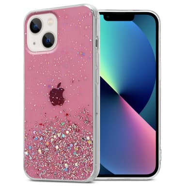 iPhone 13 Silikondeksel Glitter (rosa)