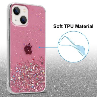 iPhone 13 Silikondeksel Glitter (rosa)