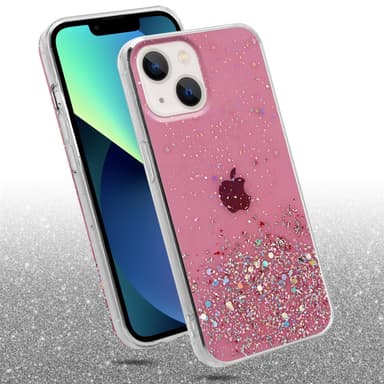 iPhone 13 Silikondeksel Glitter (rosa)