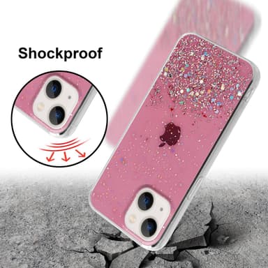 iPhone 13 Silikondeksel Glitter (rosa)