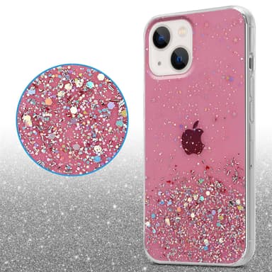 iPhone 13 Silikondeksel Glitter (rosa)