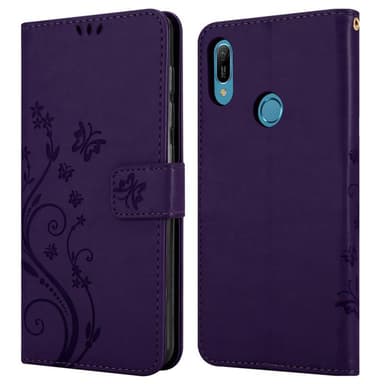 Huawei Y6 2019 lommebokdeksel Blomster (lilla)