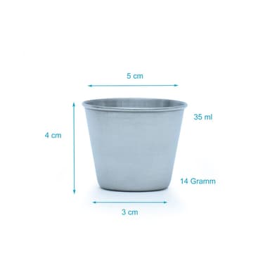 5x Krus i rustfritt stål stablebar drikkekopp (55 ml)