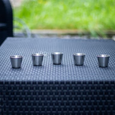 5x Krus i rustfritt stål stablebar drikkekopp (55 ml)