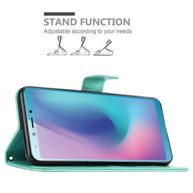 Samsung Galaxy A6s lommebokdeksel Blomster (turkis)