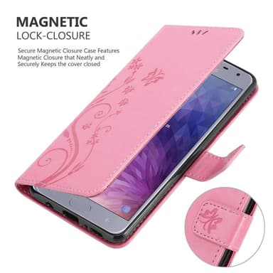 Samsung Galaxy J4 2018 lommebokdeksel Blomster (rosa)
