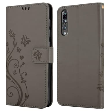 Huawei P20 PRO / P20 PLUS lommebokdeksel Blomster (grå)