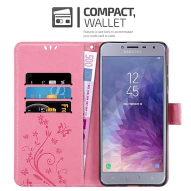 Samsung Galaxy J4 2018 lommebokdeksel Blomster (rosa)