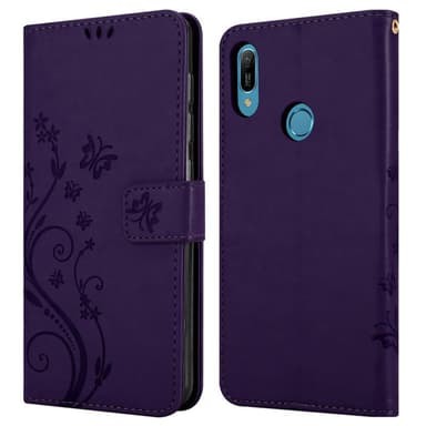 Huawei Y6 2019 lommebokdeksel Blomster (lilla)