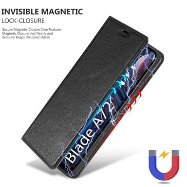 ZTE Blade A72 5G lommebokdeksel case (svart)