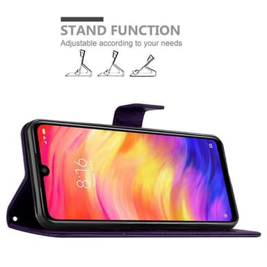 Xiaomi RedMi NOTE 7 lommebokdeksel Blomster (lilla)