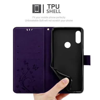 Xiaomi RedMi NOTE 7 lommebokdeksel Blomster (lilla)
