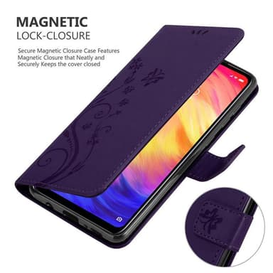 Xiaomi RedMi NOTE 7 lommebokdeksel Blomster (lilla)