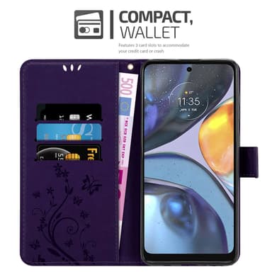 Motorola MOTO G22 lommebokdeksel Blomster (Lilla)