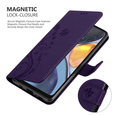 Motorola MOTO G22 lommebokdeksel Blomster (Lilla)
