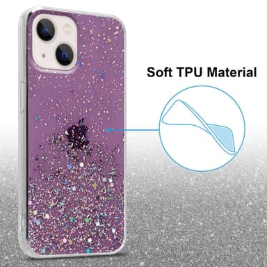 iPhone 14 PLUS Silikondeksel Glitter (lilla)