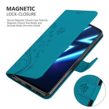 Realme 6 PRO lommebokdeksel Blomster (blå)