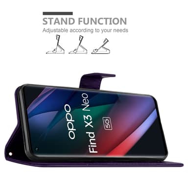 Oppo FIND X3 NEO lommebokdeksel Blomster (lilla)