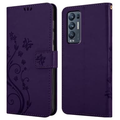 Oppo FIND X3 NEO lommebokdeksel Blomster (lilla)