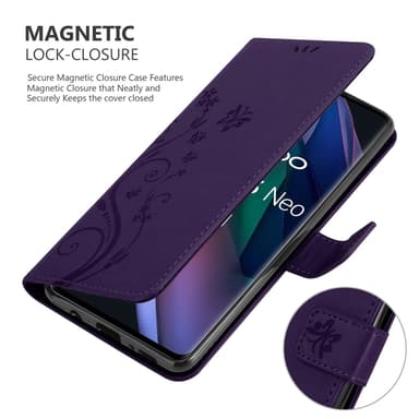 Oppo FIND X3 NEO lommebokdeksel Blomster (lilla)