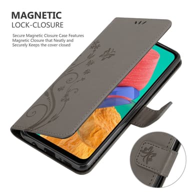 Samsung Galaxy M33 5G lommebokdeksel Blomster (grå)